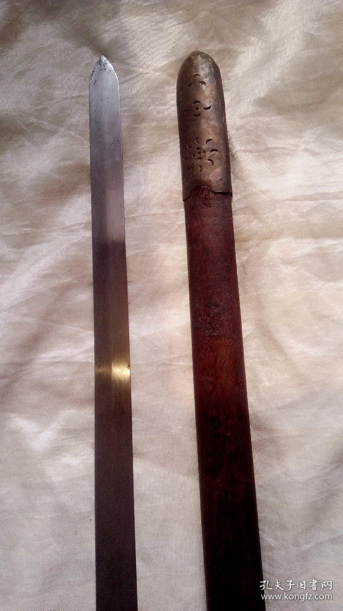 龙泉宝剑铜把鸡翅木剑鞘长97厘米品相如图