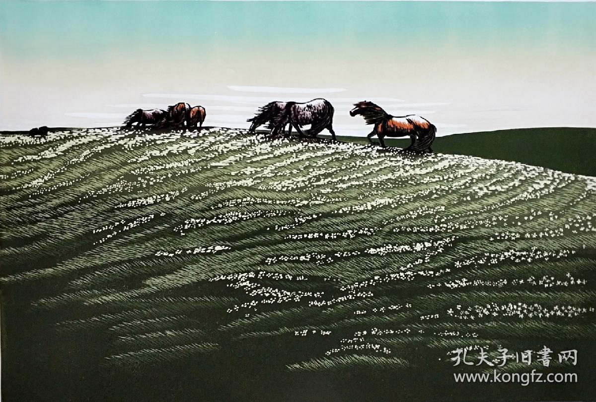 蒙古族版画家照那木拉版画《风从草原来》发表作品