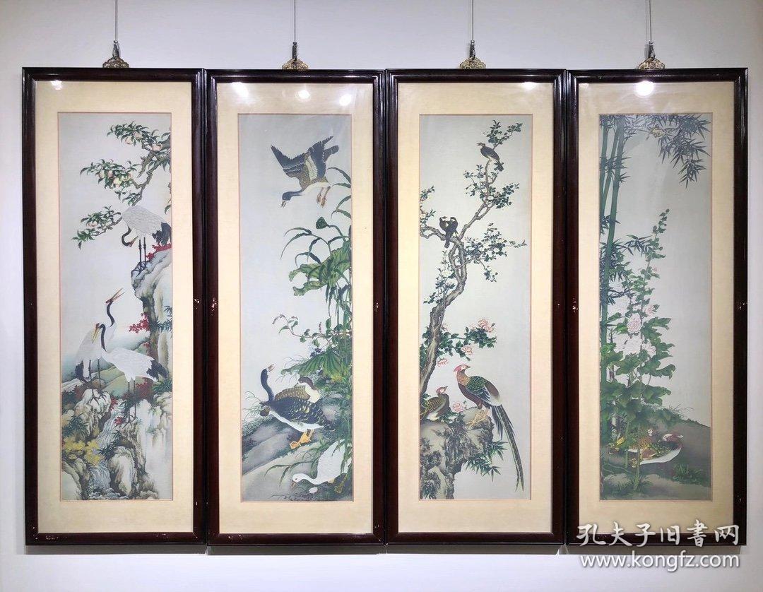 都锦生花鸟织锦四条屏