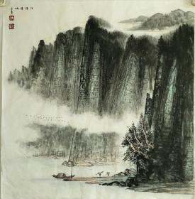 纯手绘  陈金章 山水画国画作品  68X68厘米。
