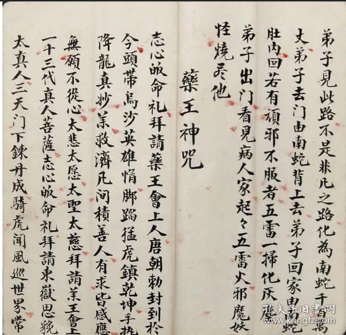 《尹氏家传医道秘诀》避神打(不怕邪法来打我),药王咒(配有八个讳字