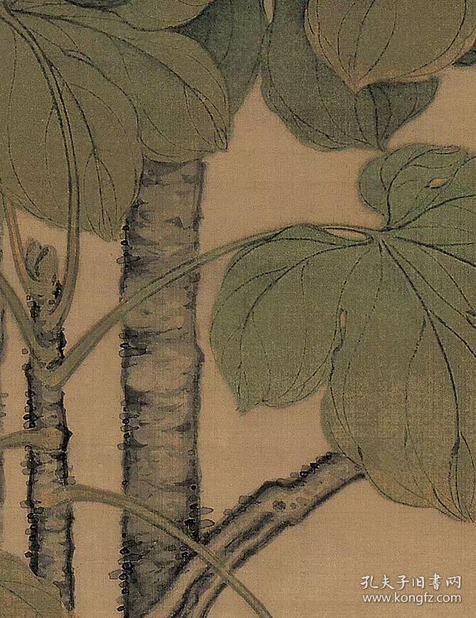 冷枚 梧桐双兔图.纸本大小80*157.17厘米.宣纸原色微喷印制.