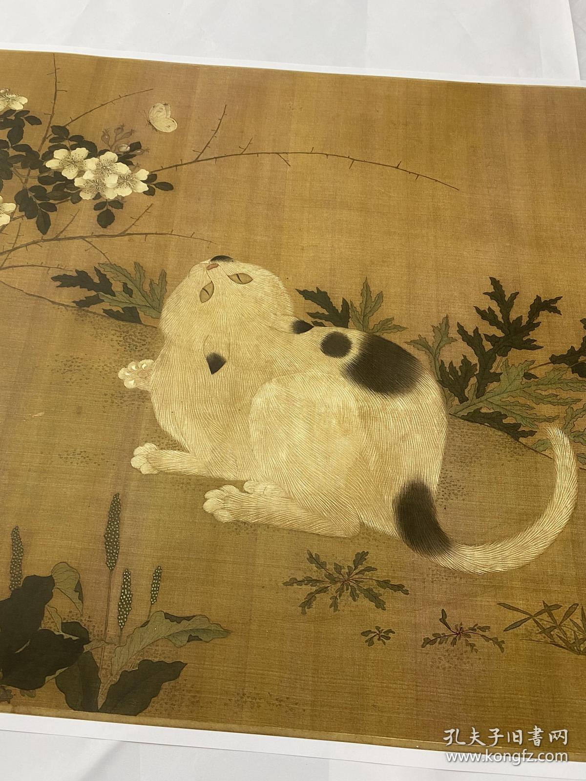 宋徽宗赵佶耄耋图猫蝶图古代名人绢布工笔花鸟走兽国画高清微喷
