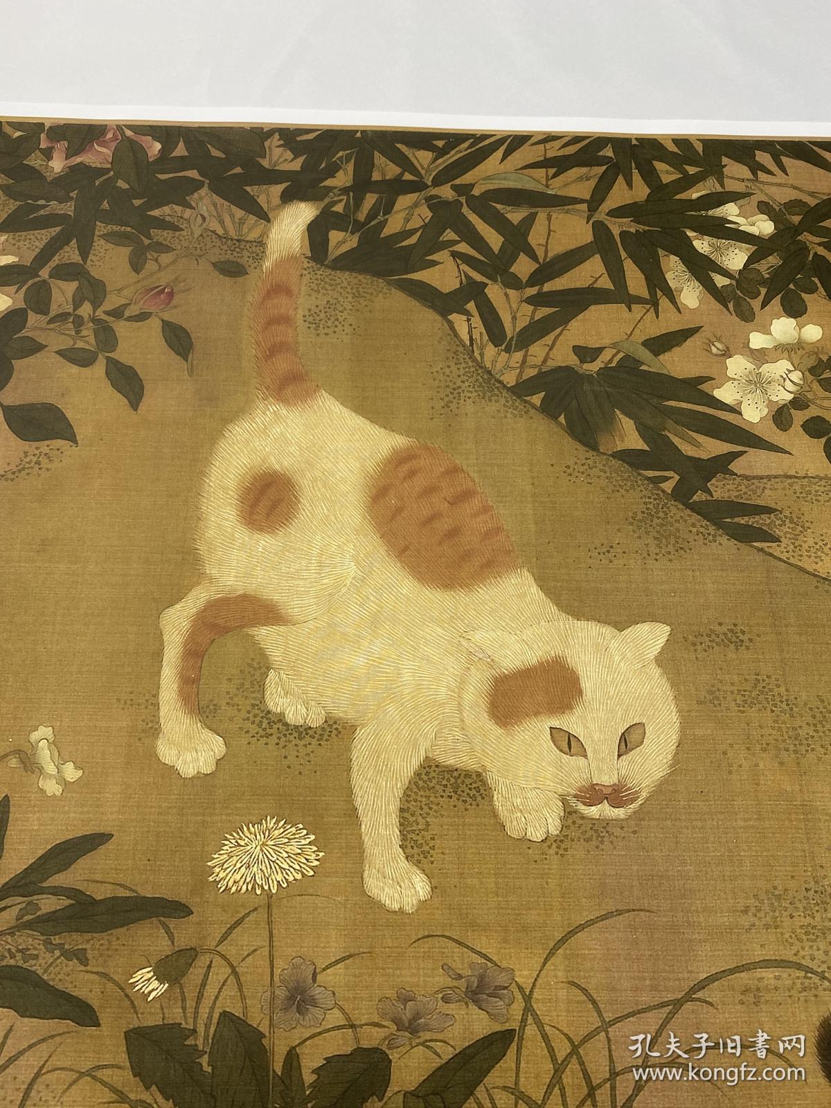 宋徽宗赵佶耄耋图猫蝶图古代名人绢布工笔花鸟走兽国画高清微喷