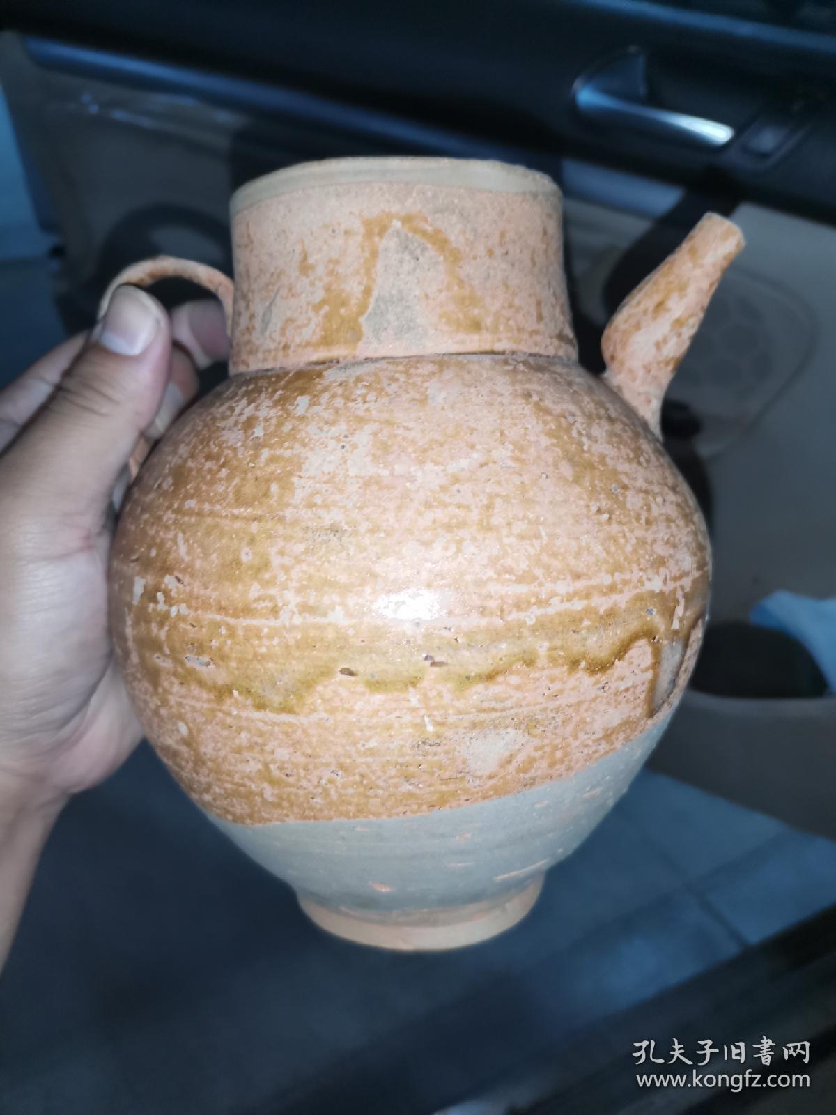 出水唐代洪州窑青瓷执壶釉不及底口微磕近全品