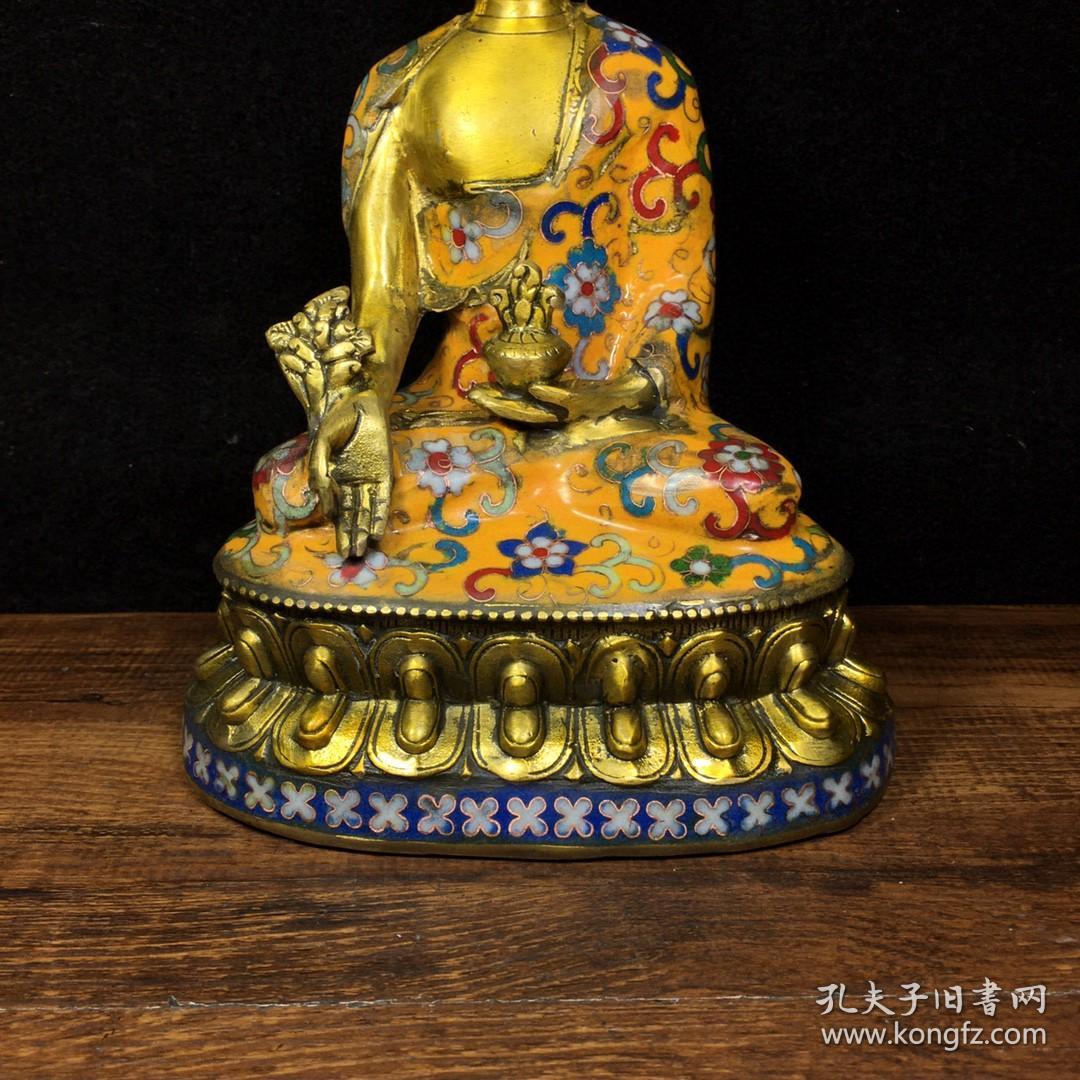 纯铜景泰蓝掐丝珐琅彩释迦牟尼佛像