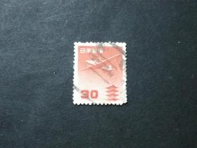 日本邮票（历史）：1952 航空邮件-越龙寺宝塔上空的道格拉斯DC-4飞机，不带下划线的零点 1枚