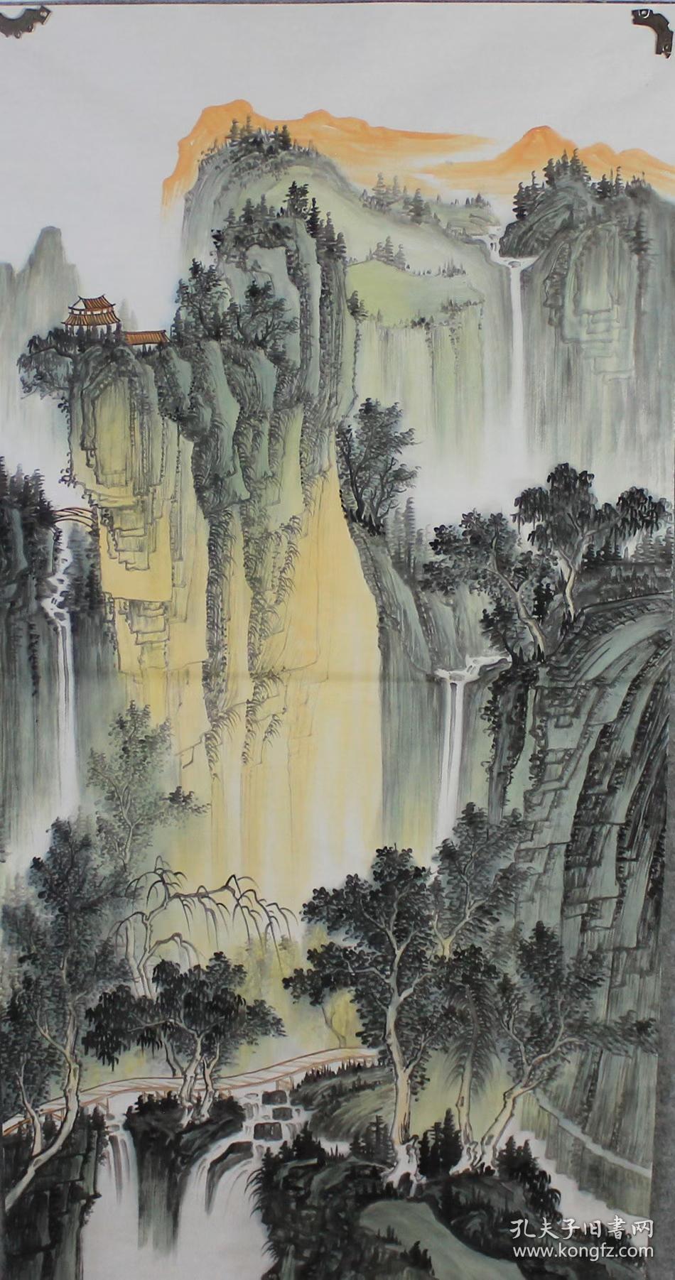 四尺整张山水画 画心136 68厘米