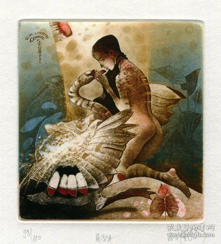 peter velikov 藏书票之丽达与天鹅