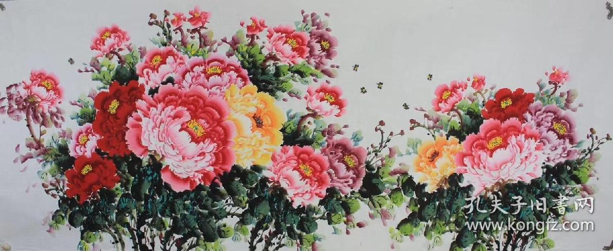 张钰瑛小八尺牡丹花开富贵 画心240 96厘米