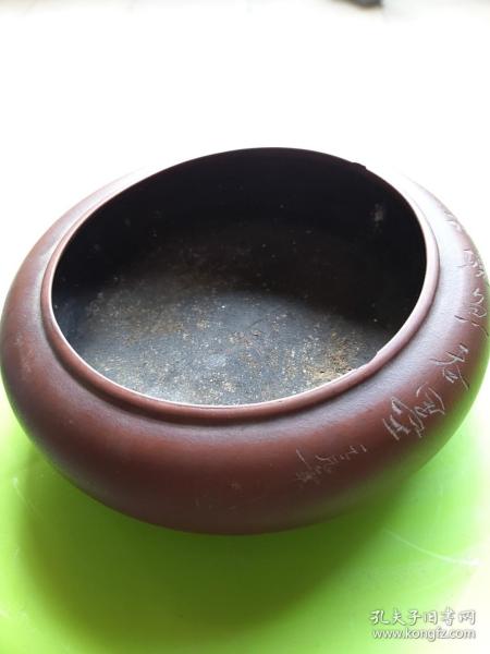 五十年代紫砂刻花诗文笔洗