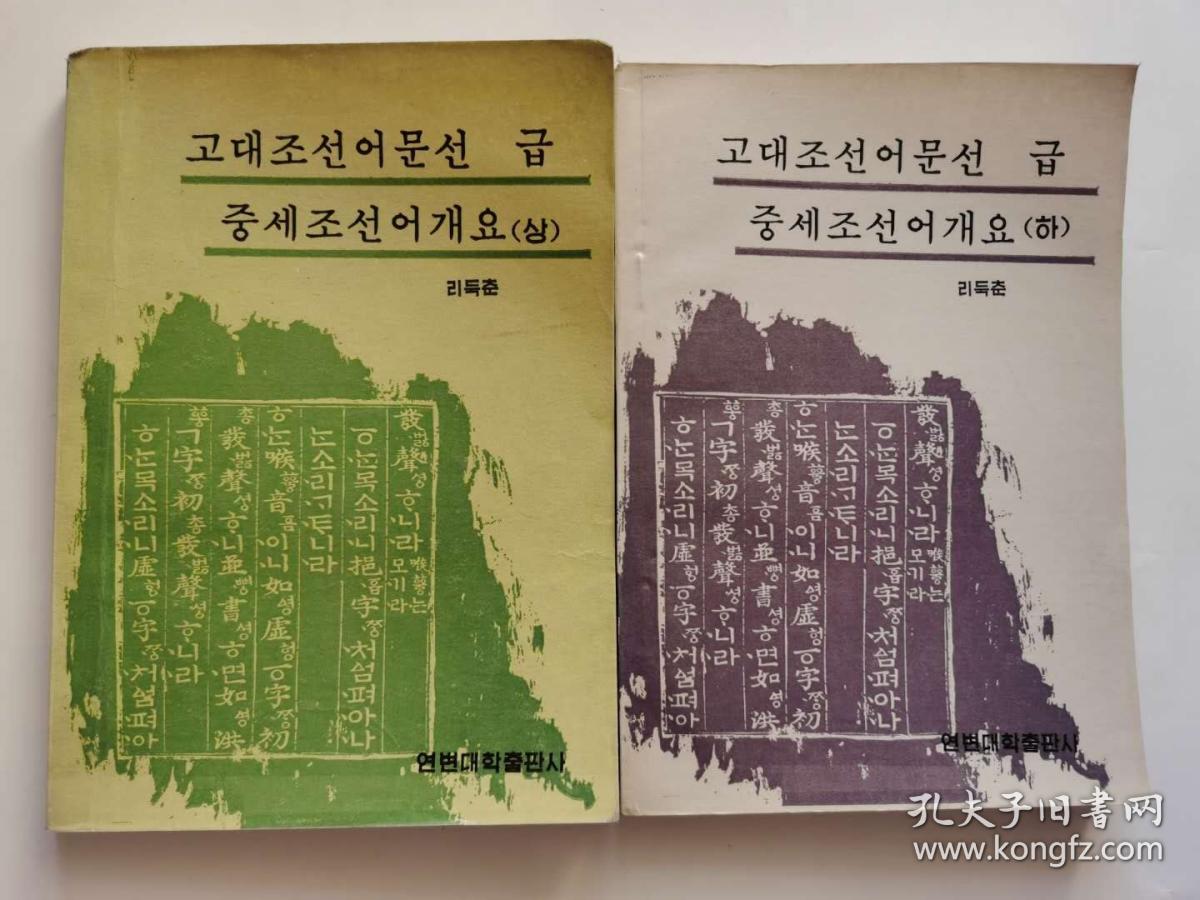 古代朝鲜语文选及中世朝鲜语概要(朝鲜文)(上,下)(,)上册有笔迹