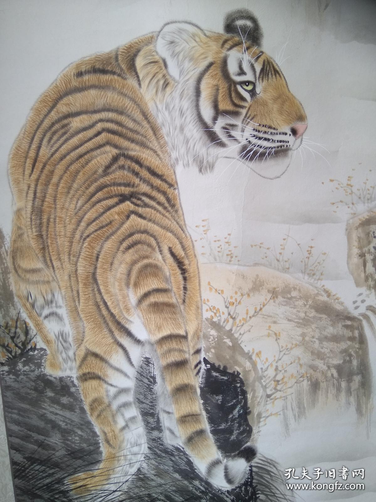 王建辉 工笔老虎 雄风 四尺国画 精装裱