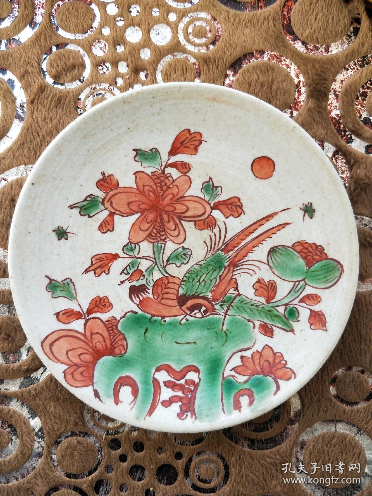 清早期康熙玉堂佳器款花鸟盘