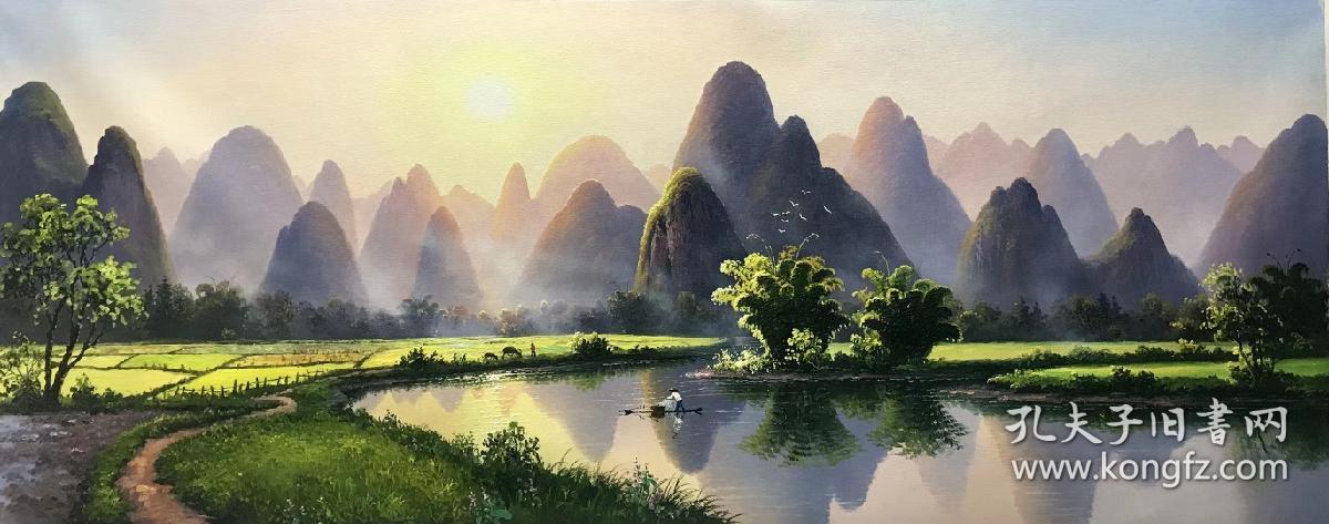 著名油画家龙蟠与桂林山水甲天下