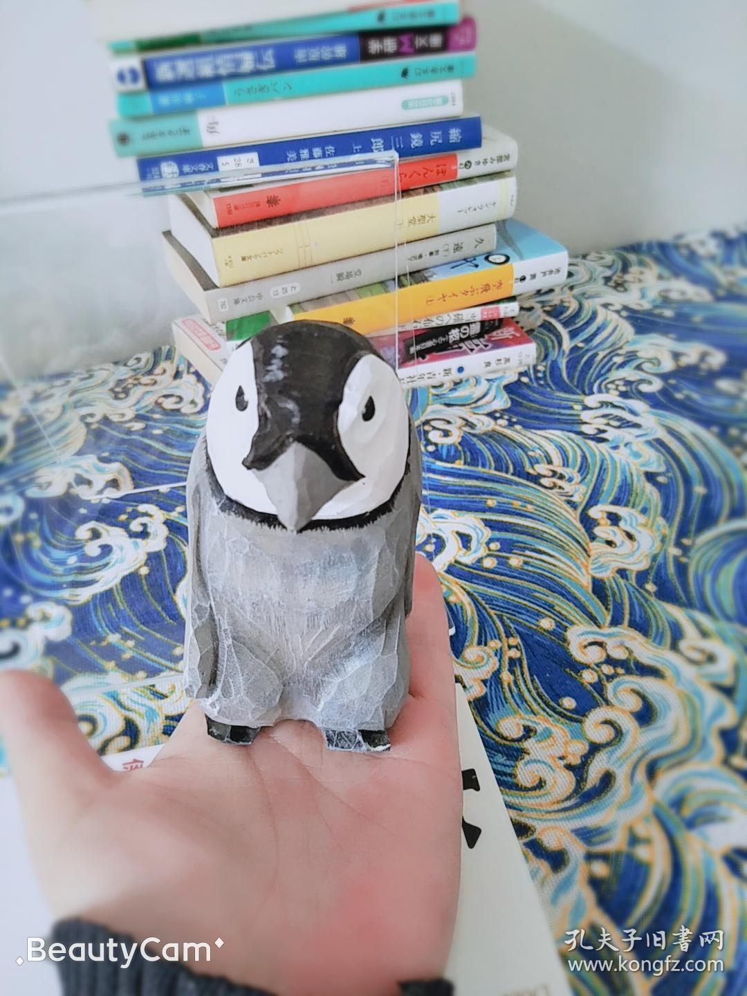 纯手工小企鹅摆件 小企鹅木雕 摆件 工艺品 手工 实木雕刻 动物摆件