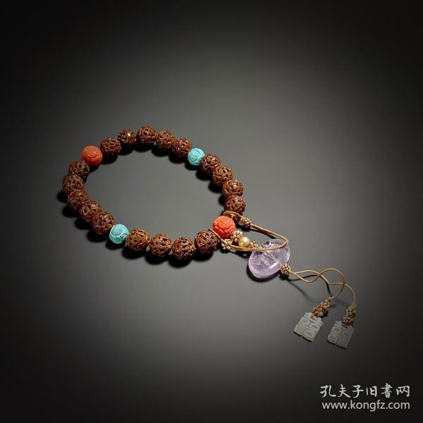 清代菩提香珠 十八子手持佛珠 文玩核雕念珠手串十八子提珠手钏