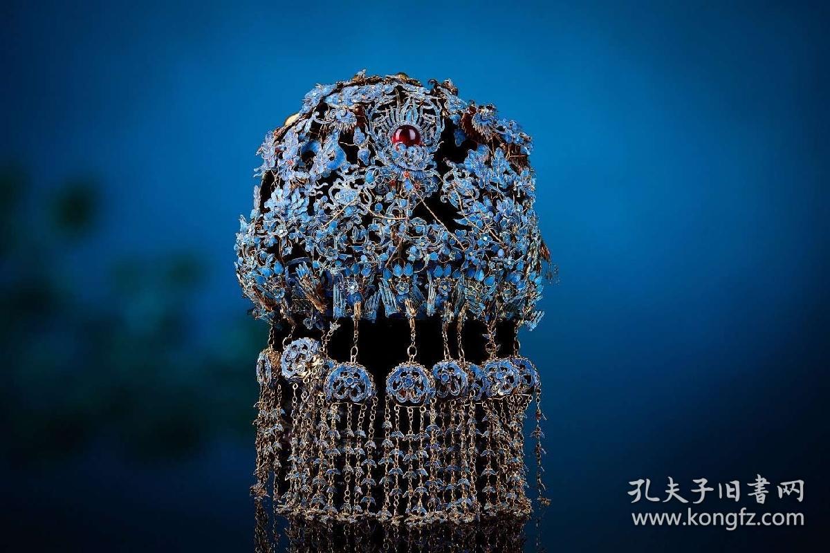 清代银鎏金宝石蓝凤冠