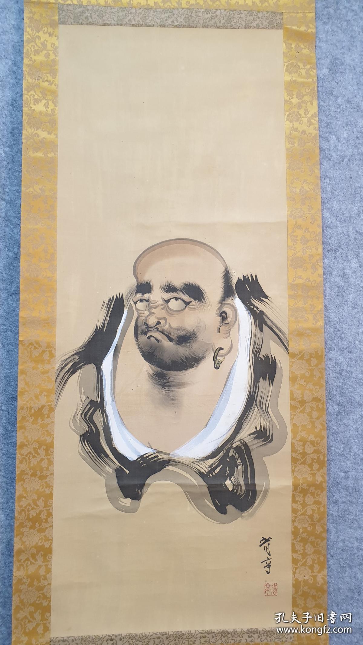 明治时期日本著名画家渡边省亭18521918手绘达摩绢本