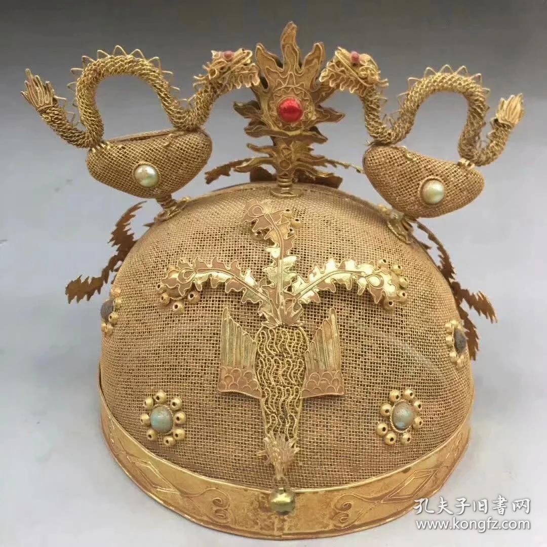 明铜鎏金官帽23x18x18厘米231克nbfij