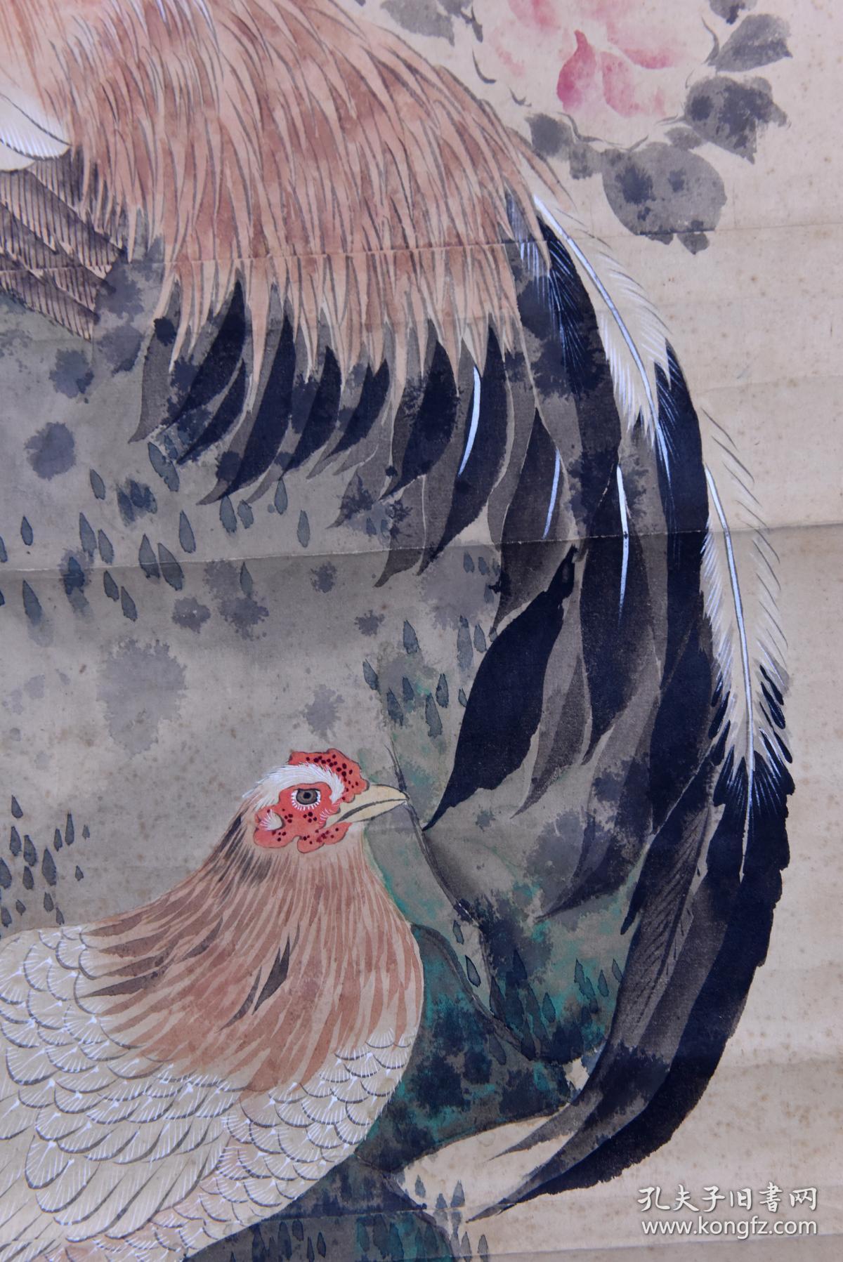 日本名家绘画,无款《平安无事图》,纸本纸裱,非常老,画工精细,画风