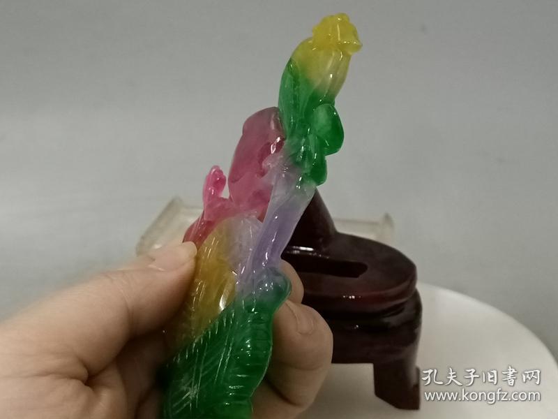 乡下收的冰种彩色翡翠摆件.0.