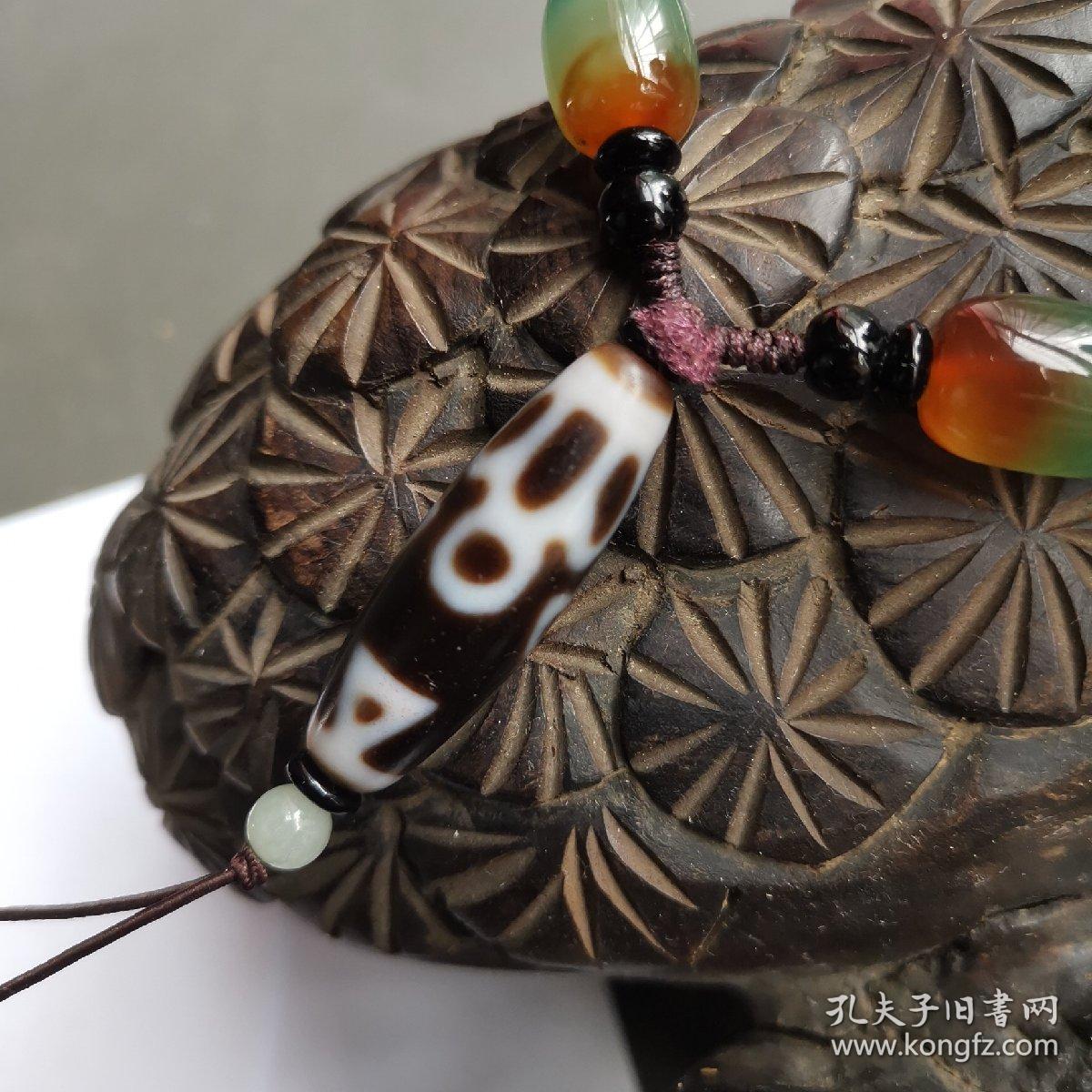 珍稀老天珠欢喜佛天珠朱砂明显送盒