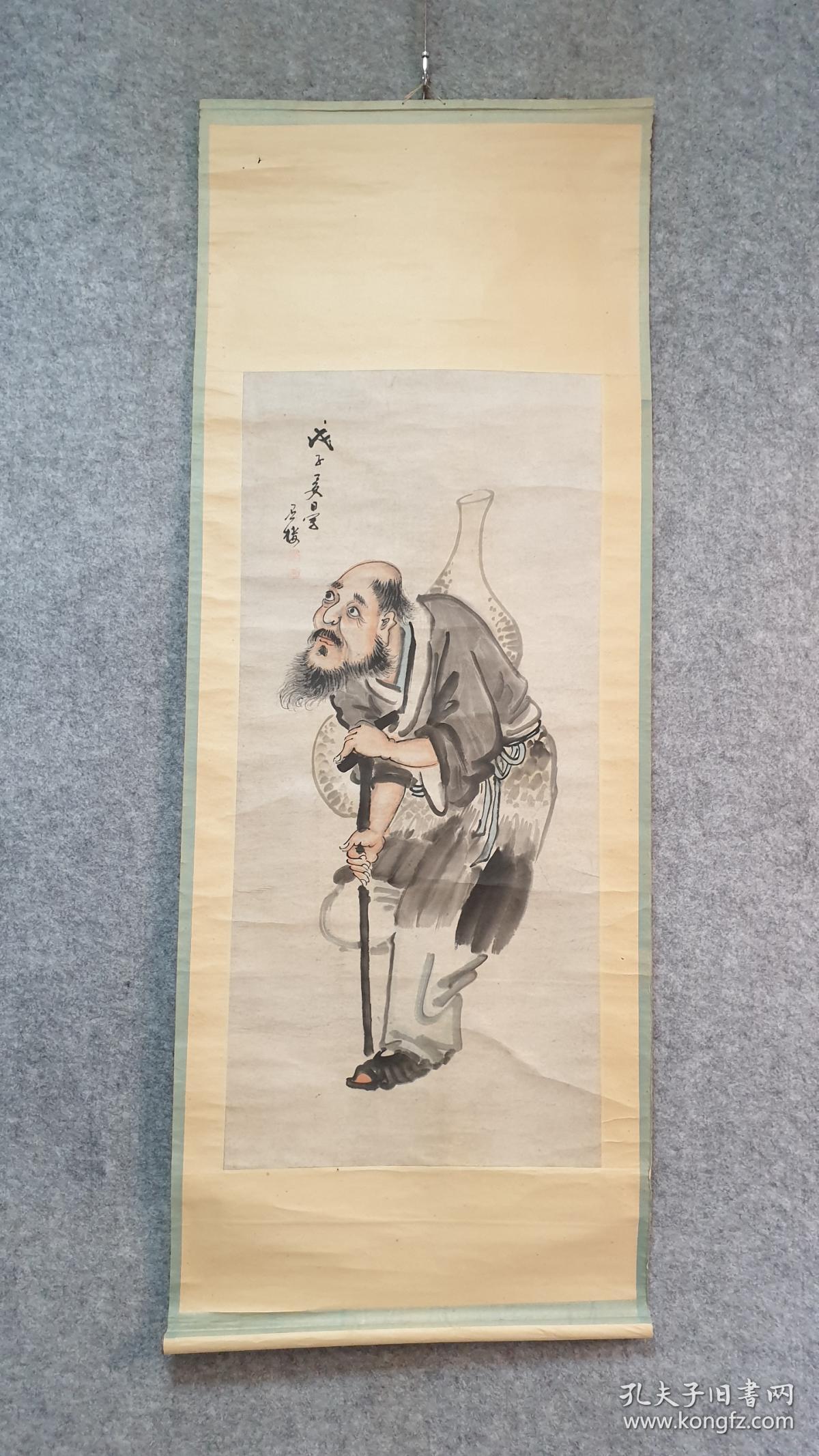 z929号京东八大家之一恭王府专职画家张逢隆张石楼纸本手绘铁拐李人物