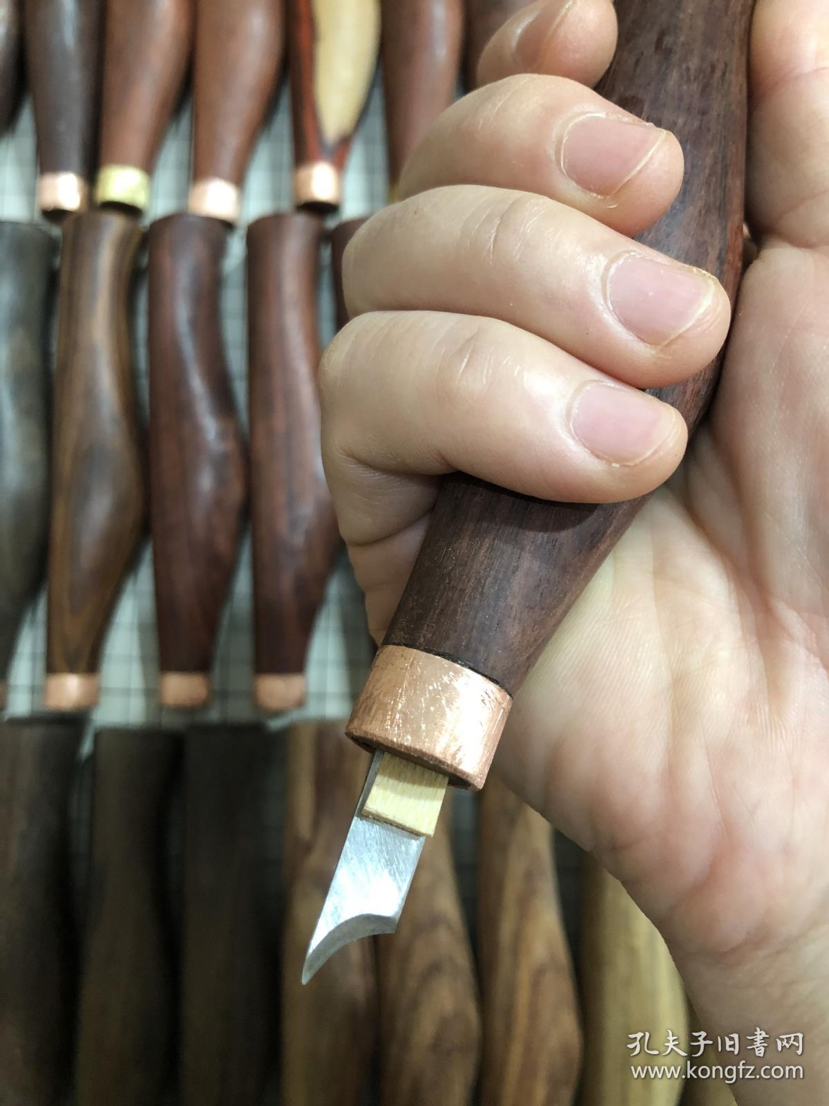 拳刀鹰嘴刀月牙刀木版年画传统木版雕版古籍木版雕版工具红酸枝拳刀