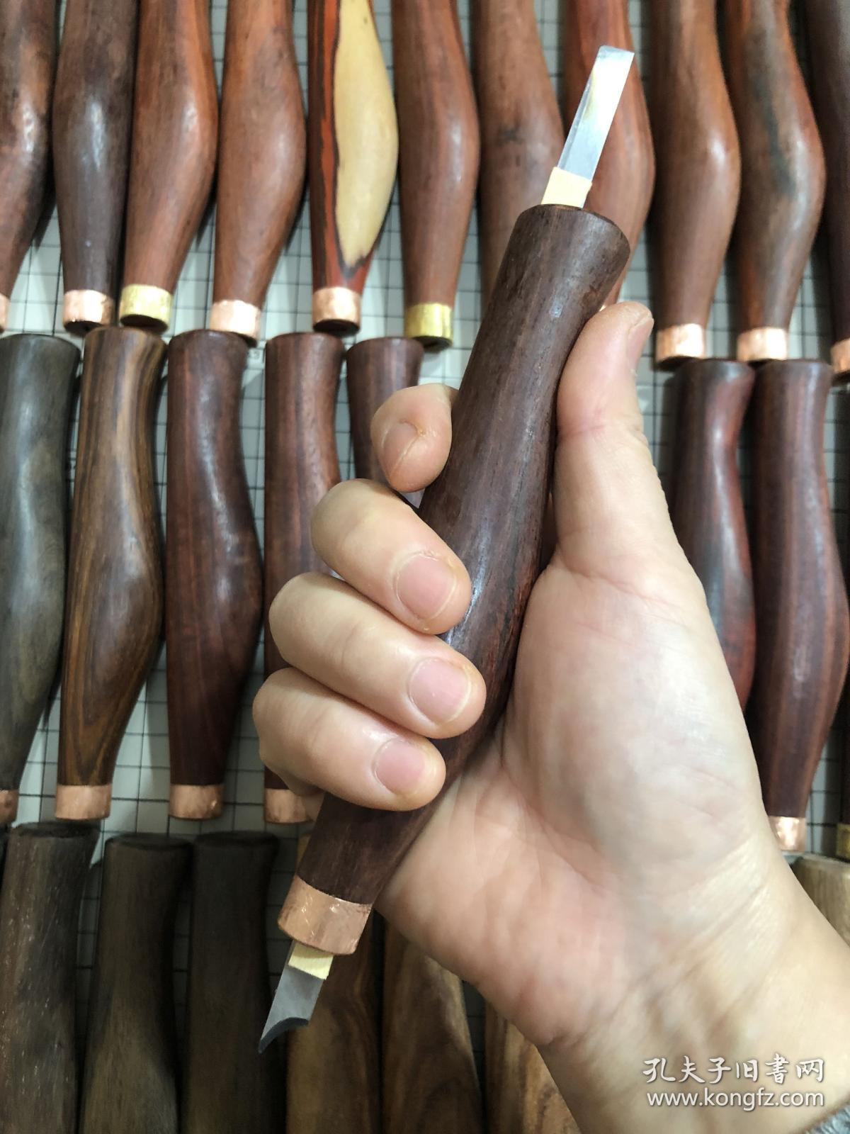 拳刀鹰嘴刀月牙刀木版年画传统木版雕版古籍木版雕版工具红酸枝拳刀