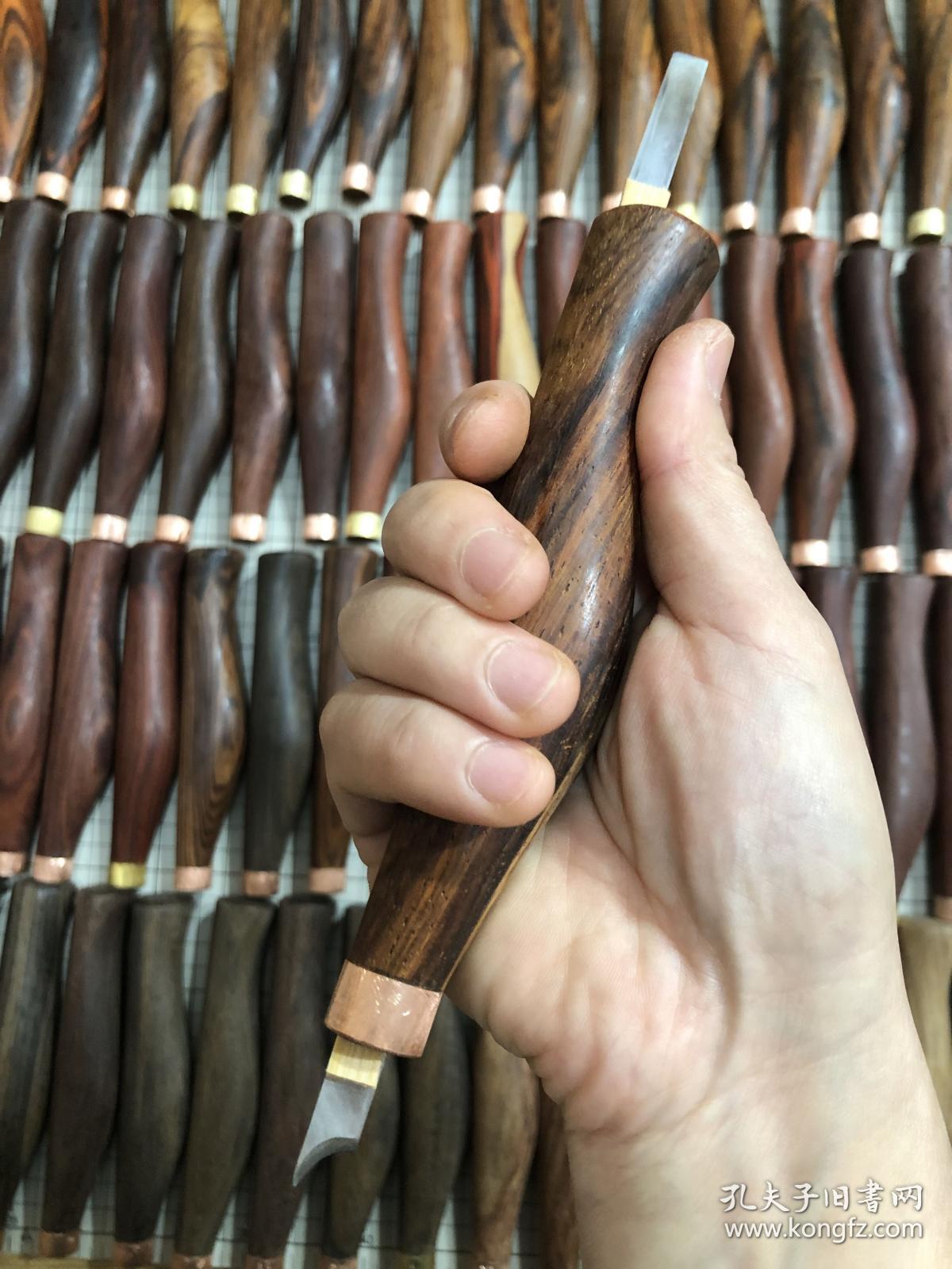 拳刀鹰嘴刀月牙刀木版年画传统木版雕版古籍木版雕版工具红酸枝拳刀