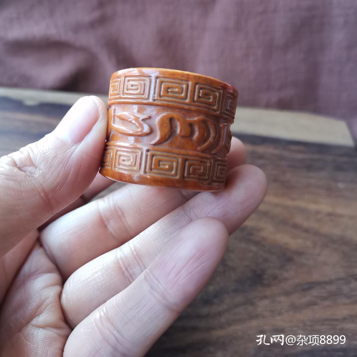 文玩西藏牦牛骨大扳指雕刻牛骨六字真言扳指福寿指环扳指男雕饰品
