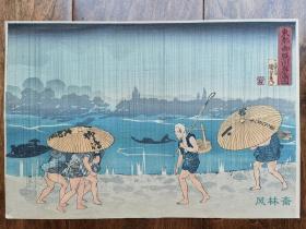 歌川国芳风景画名作《东都御厩川岸之图》复刻木版画 日本浮世绘