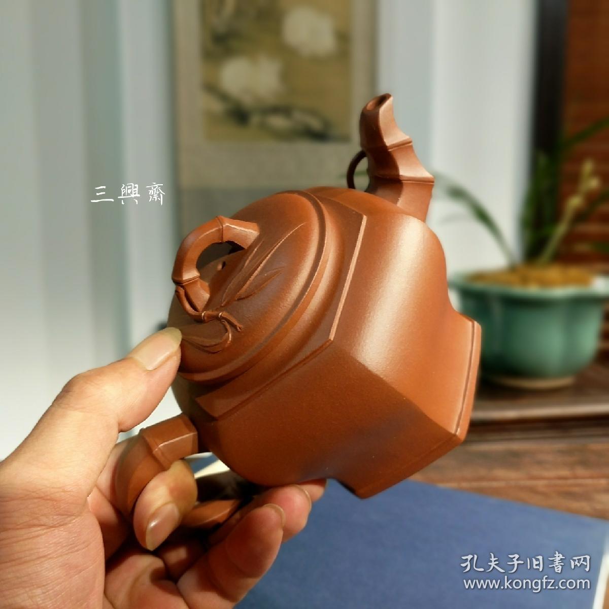 清水泥紫砂壶郭余萍六方竹节壶