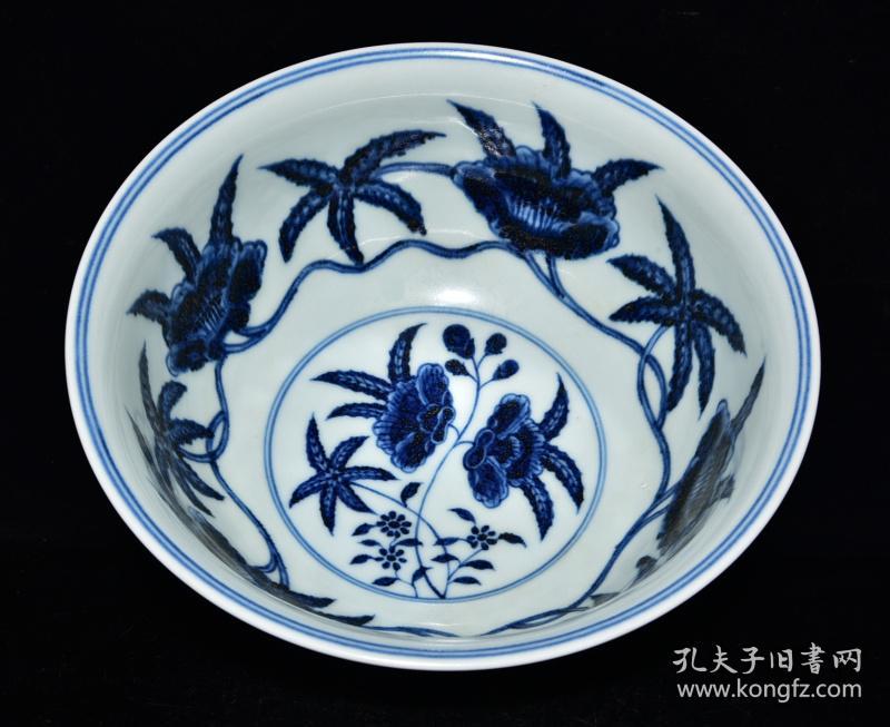 特价秒杀古瓷器 大明宣德青花秋葵纹碗