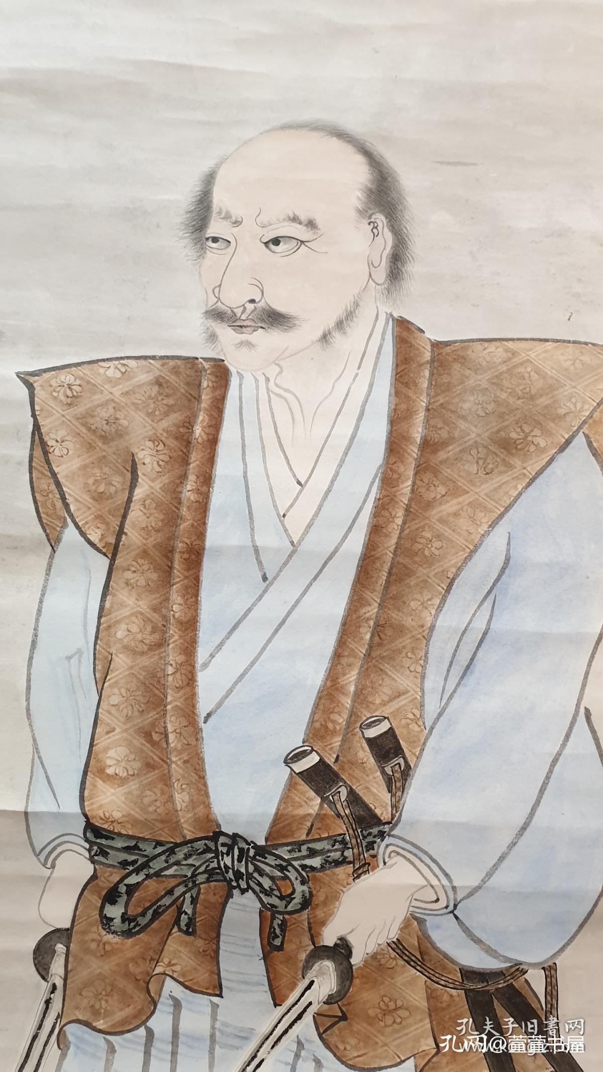 曰本平知盛廿五代后裔剑道范士近藤煇畒手绘剑圣宫本武藏自画像