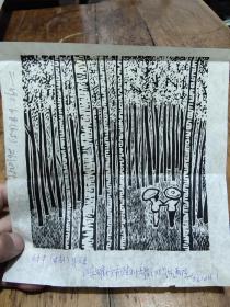 牛文玉——投稿木刻版画——林中
