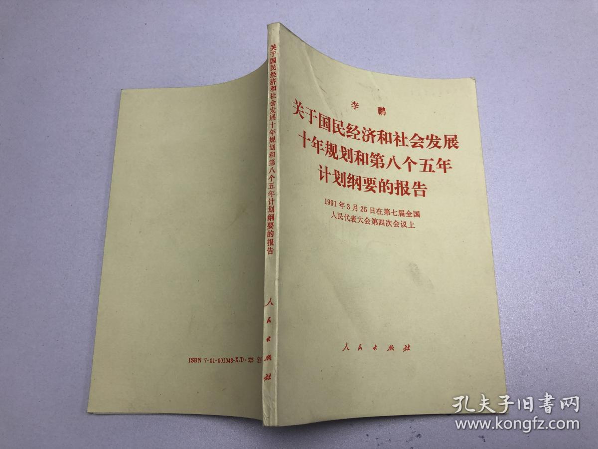 关于国民经济和社会发展十年规划和第八个五年计划纲要的报告