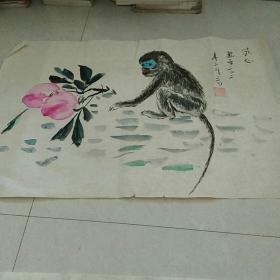 猴子寿桃
