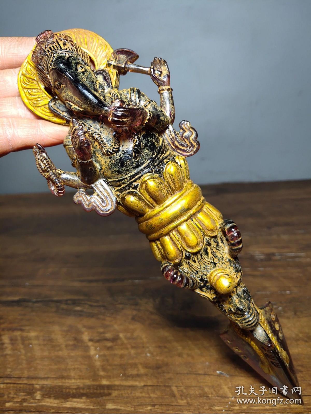 古法老琉璃象鼻财神降魔金刚杵