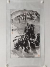 保真书画，丁福林山水画《黄山松云》一幅，纸本镜心，尺寸63×39cm。