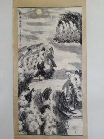 保真书画，窦广利《雪景》山水画一幅，原装裱镜心，尺寸133×67cm