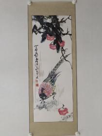 保真书画，天津名家邴玉林花鸟画一幅，纸本镜心，尺寸91.5×32cm