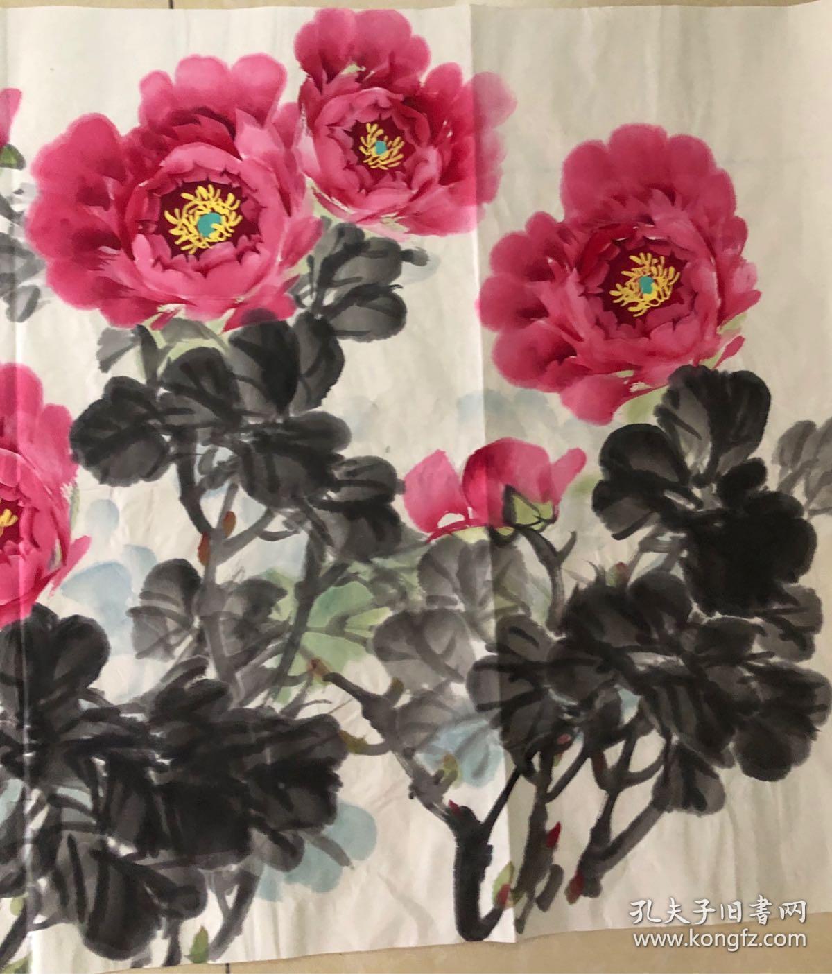 书画大师杨志谦牡丹八平