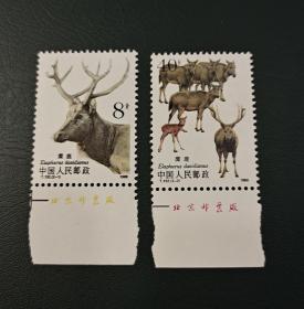 中国邮票-T132 麋鹿有齿 原胶厂名邮票 实拍