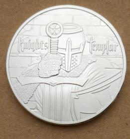 纪念章镀银圣殿骑士十字军纪念币欧洲带圆盒40mm直径