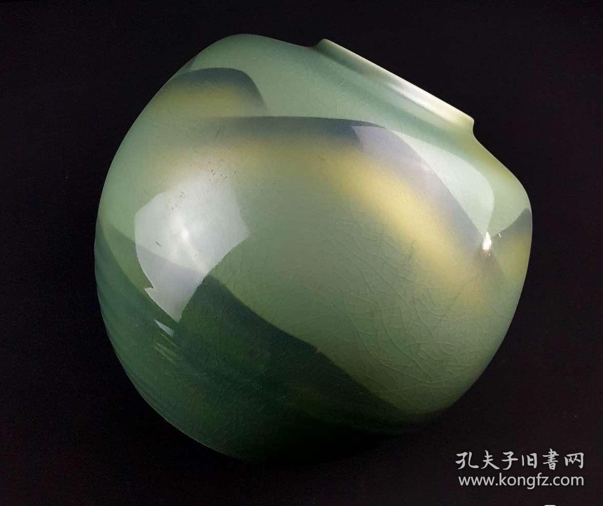 日本名家制瓷:"九谷烧"玉峰制 银链山花瓶(器型硕大)