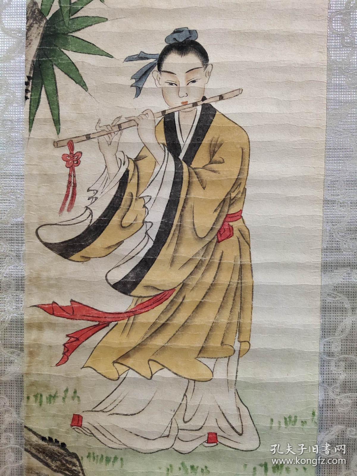 四条屏《吹笛》