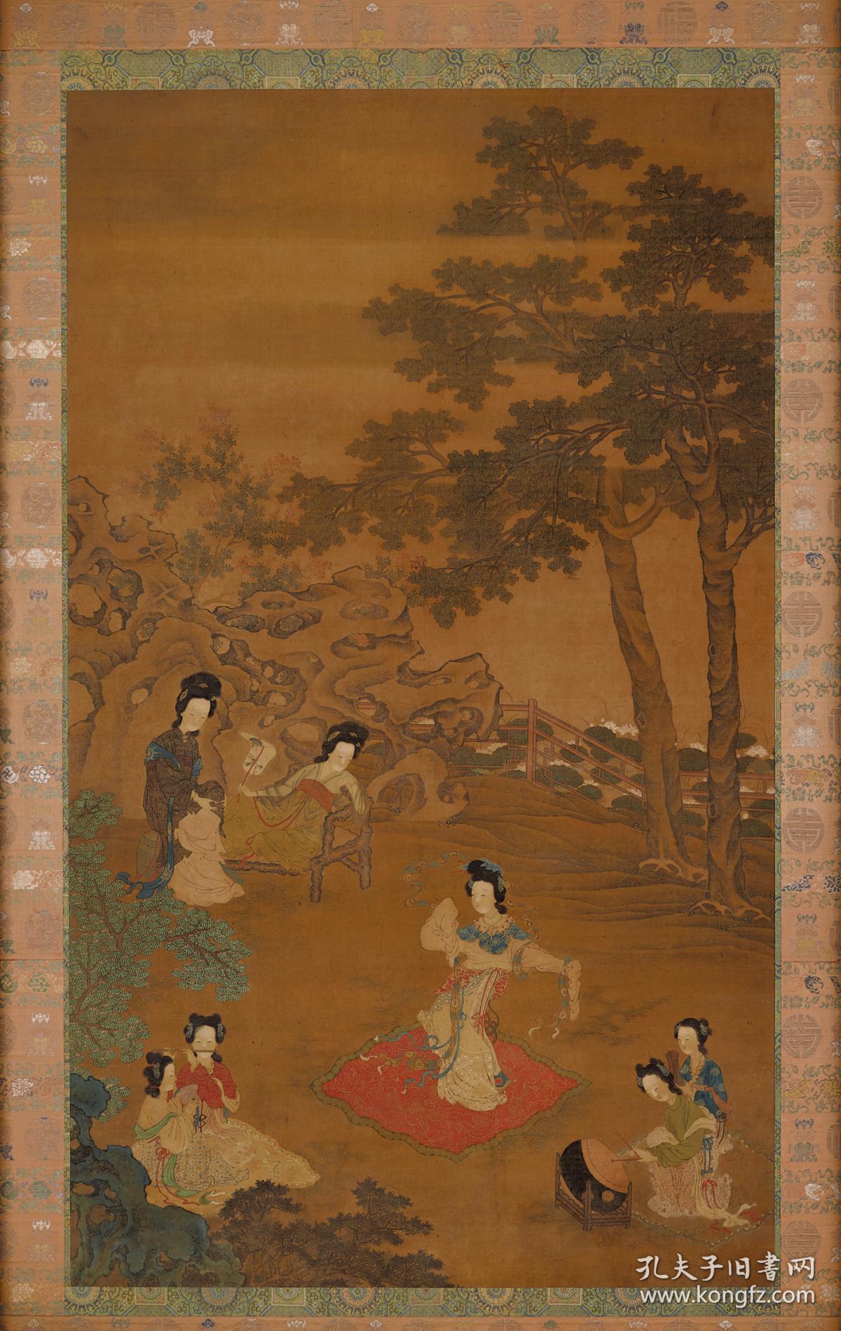 周文矩宫乐仕女图立轴纸本大小1025916231厘米宣纸原色仿真微喷