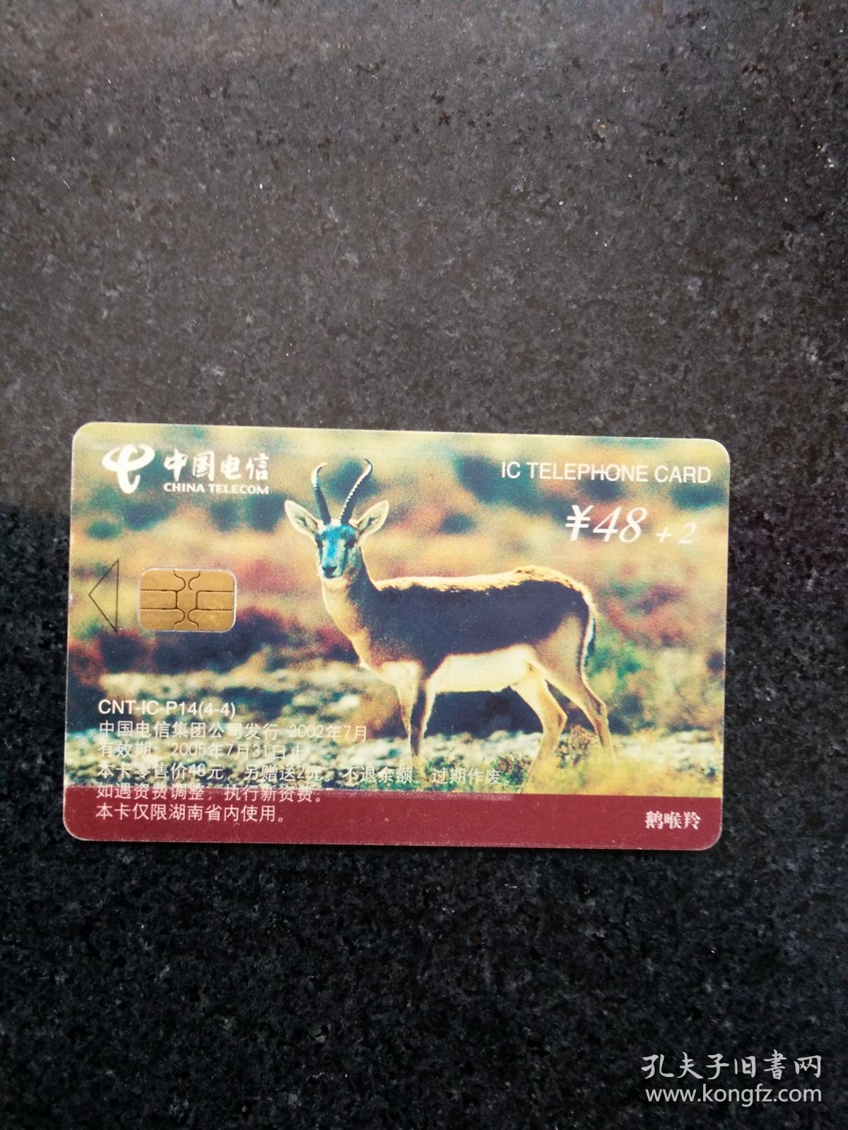 电话磁卡:中国电信48 2元,cnt-ic-p14(4-4)---(约8.6/5.5cm),2002.7.